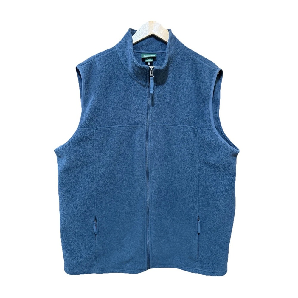 Vintage L.L.Bean Mens Fleece Vest Teal Polartec Full Zip Outdoor Hiking XL Tall